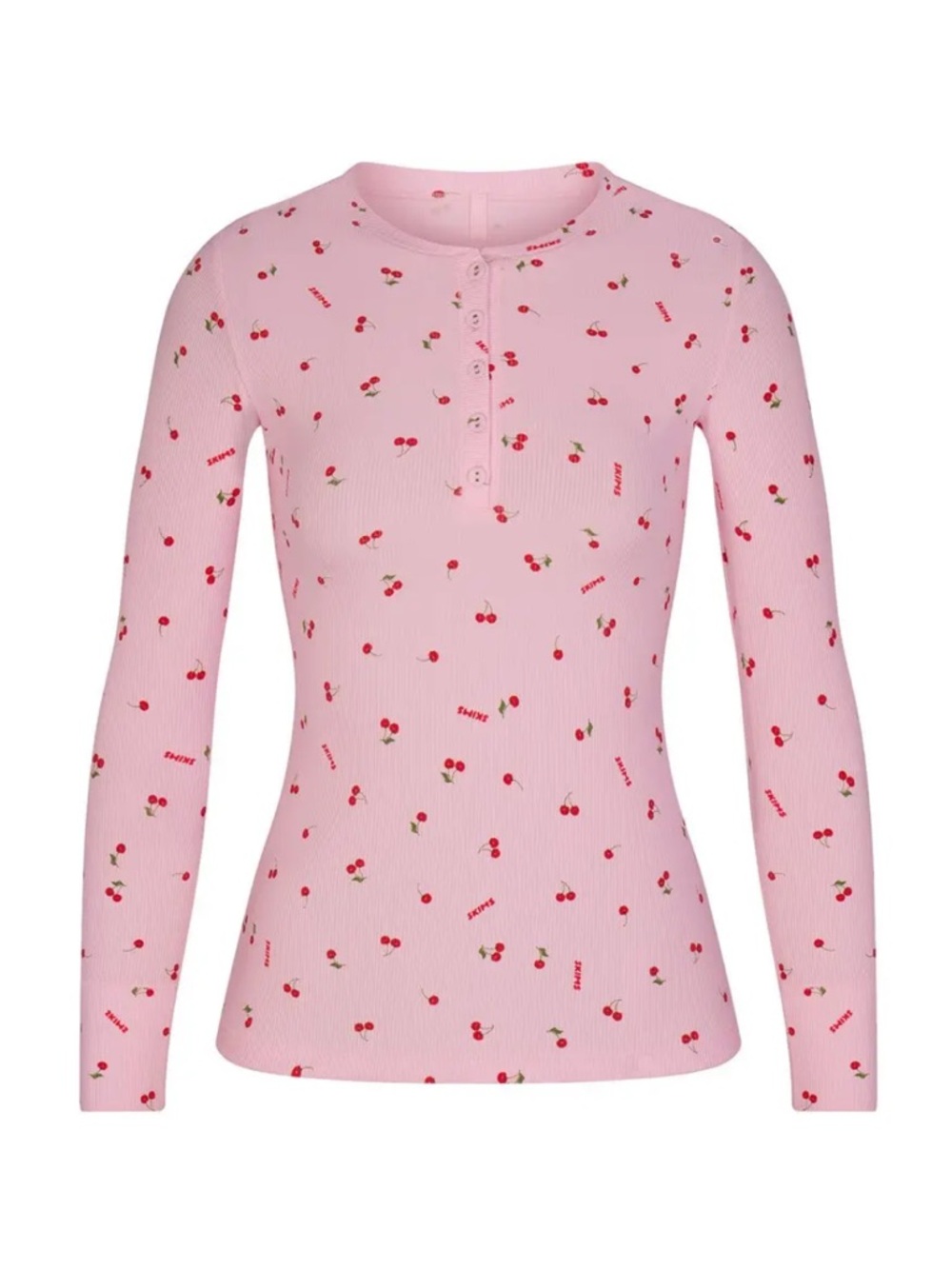 SKIMS SOFT LOUNGE LONG SLEEVE HENLEY LIMITED EDITION: CHERRY BLOSSOM PRINT XS - Picture 5 of 12